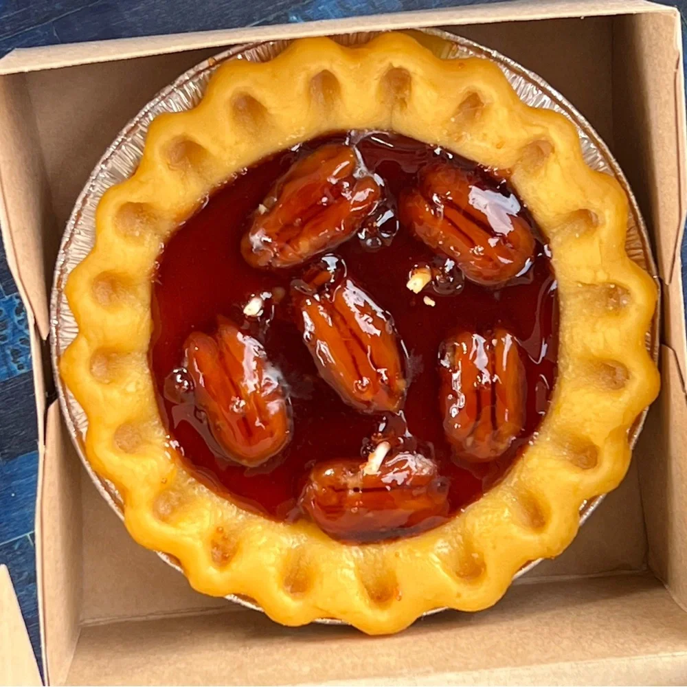 Dessert candles that resembles and smells like a real pie.